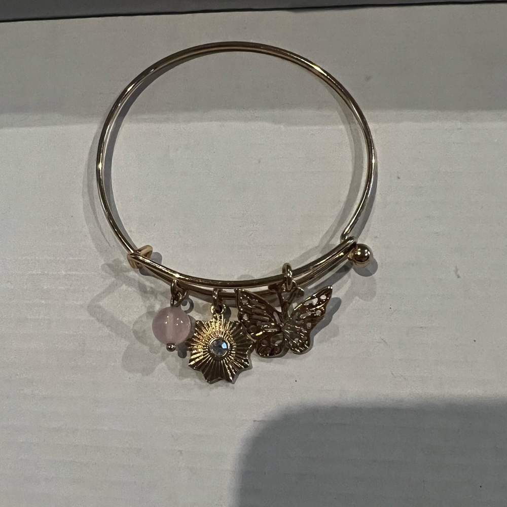 Silver butterfly bangle bracelet